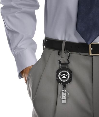 TANOSII Paw Pattern Retractable Badge Holder Retractable ID Badge Reels with Keychain，Badge Clip and Retractable Rope for Doctor Nurse Office Staff 2 Packs with Black Card Holder in Saudi Arabia
