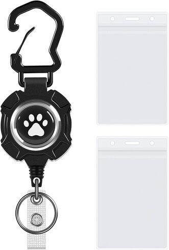TANOSII Paw Pattern Retractable Badge Holder Retractable ID Badge Reels with Keychain，Badge Clip and Retractable Rope for Doctor Nurse Office Staff 2 Packs with Black Card Holder in Saudi Arabia