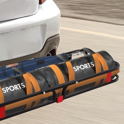 SALIRION Hitch Cargo Carrier مقاس 53 × 19 × 5 بوصة، سلة شحن مثبتة على المقطورة بسعة 500 رطل، رف حامل الأمتعة الفولاذي لشاحنة الدفع الرباعي، بيك اب، سيارة مع جهاز استقبال وصلة 2 بوصة in Kuwait