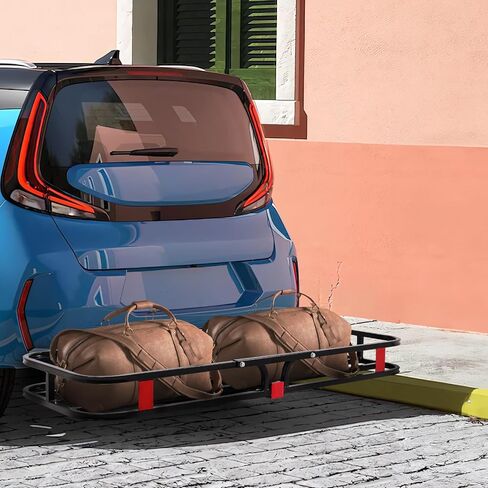 SALIRION Hitch Cargo Carrier مقاس 53 × 19 × 5 بوصة، سلة شحن مثبتة على المقطورة بسعة 500 رطل، رف حامل الأمتعة الفولاذي لشاحنة الدفع الرباعي، بيك اب، سيارة مع جهاز استقبال وصلة 2 بوصة in Kuwait