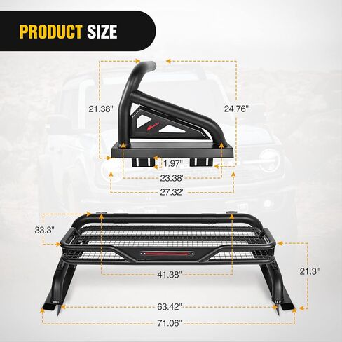 Nilight Truck Bed Chase Rack Roll Bar البضائع الناقل سلة ل2002-2023 دودج Ram1500 2014-2023 شيفروليه سيلفرادو/جي إم سي Sierra1500 2015-2023F150 2014-2023Tundra يناسب الشاحنات كاملة الحجم ضمان لمدة عامين in Kuwait