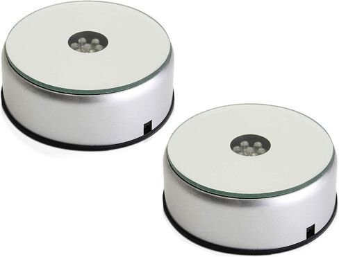 2Pack 4" 7 LED Display Base，360 Degree Rotating Display Base Stand for Crystals Glass Art,Colorful Light Rotating Crystal Display Base Stand,Cup Display Stand Turner for Tumbler Cups in Saudi Arabia