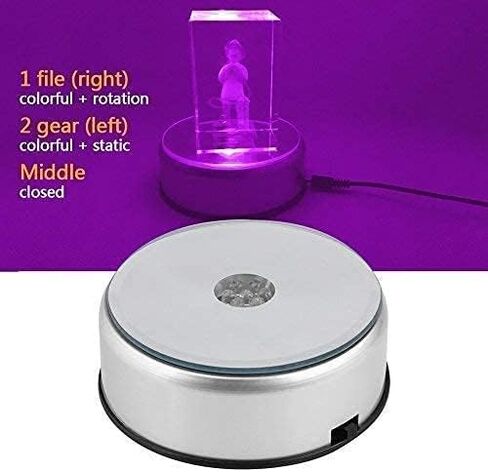 2Pack 4" 7 LED Display Base，360 Degree Rotating Display Base Stand for Crystals Glass Art,Colorful Light Rotating Crystal Display Base Stand,Cup Display Stand Turner for Tumbler Cups in Saudi Arabia