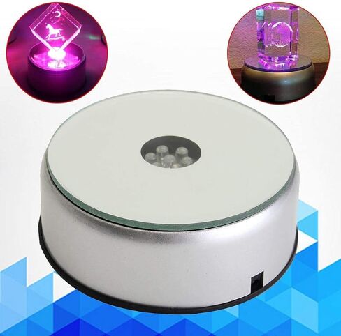 2Pack 4" 7 LED Display Base，360 Degree Rotating Display Base Stand for Crystals Glass Art,Colorful Light Rotating Crystal Display Base Stand,Cup Display Stand Turner for Tumbler Cups in Saudi Arabia