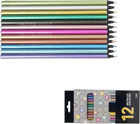 HOTTuoHong 12 قطعة أقلام رسم ملونة أقلام تلوين معدنية أقلام رصاص ملونة احترافية للرسم والكتابة in Kuwait