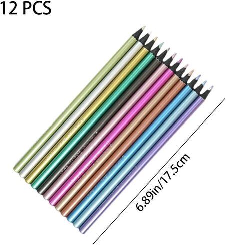 HOTTuoHong 12 قطعة أقلام رسم ملونة أقلام تلوين معدنية أقلام رصاص ملونة احترافية للرسم والكتابة in Kuwait