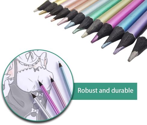 HOTTuoHong 12 قطعة أقلام رسم ملونة أقلام تلوين معدنية أقلام رصاص ملونة احترافية للرسم والكتابة in Kuwait