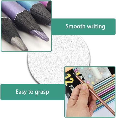 HOTTuoHong 12 قطعة أقلام رسم ملونة أقلام تلوين معدنية أقلام رصاص ملونة احترافية للرسم والكتابة in Kuwait