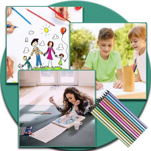 HOTTuoHong 12 قطعة أقلام رسم ملونة أقلام تلوين معدنية أقلام رصاص ملونة احترافية للرسم والكتابة in Kuwait