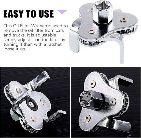 Swpeet 2Pcs 12 Inch Large Adjustable Oil Filter Pliers with Universal 3 Jaw Oil Filter Wrench Tool for Diameters 2 1/8-4 1/2 Inches Fits ⅜ and ½ inch Drive Removing Motorcycles Cars Trucks in Saudi Arabia
