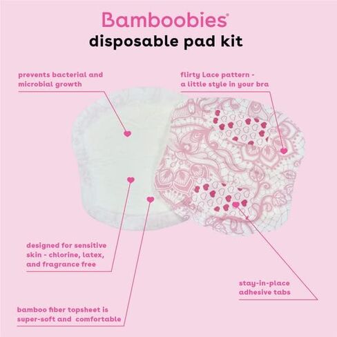 Bamboobies Disposable Nursing Pads for Breastfeeding & Sensitive Skin, Super-Absorbent Milk Proof Pads, Perfect Baby Shower Gifts, 60 Count in Saudi Arabia