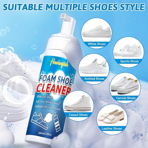 Shoe Cleaner Kit, 6.76 Oz Sneaker Cleaner with Shoe Whitener, White Shoe Cleaner Removes Dirt and Stain, Shoe Cleaning Kit for Suede, Leather, Knit, Boots, Canvas, Rubber,PU, Shoe Polish in Saudi Arabia