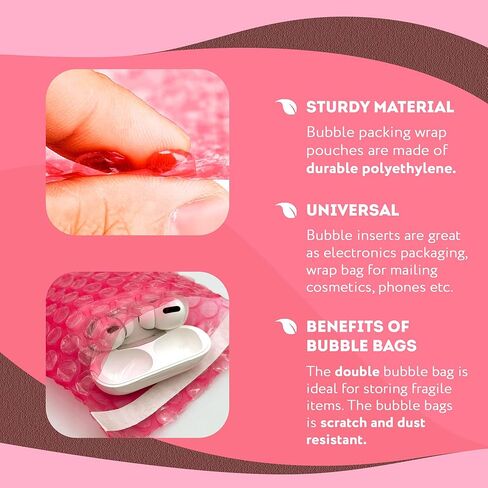 أكياس فقاعات مضادة للكهرباء الساكنة مقاس 4 × 3.5 بوصة. عبوة مكونة من 25 كيس فقاعات من البولي إيثيلين الوردي ذاتي الغلق. قشر وختم الحقيبة الفقاعية. أكياس فقاعية خفيفة مقاومة للماء لتغليف الإلكترونيات ومستحضرات التجميل in Kuwait