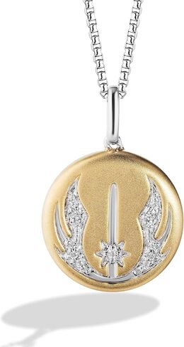 Jewelili Star Wars™ Fine Jewelry The Jedi™Order قلادة نسائية مرصعة بالماس والفضة الاسترليني والذهب الأصفر عيار 10 قيراط in Saudi Arabia