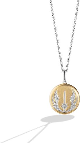 Jewelili Star Wars™ Fine Jewelry The Jedi™Order قلادة نسائية مرصعة بالماس والفضة الاسترليني والذهب الأصفر عيار 10 قيراط in Saudi Arabia