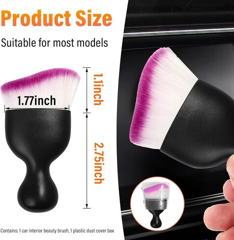 Car Interior Dust Brush, Auto Soft Bristle Detailing Cleaners, Curved Design Dirt Clean Brushes, Cleaners Tool for Vehicle Dashboard, Air Conditioner Vents, Leather, Computer (Purple) in Saudi Arabia