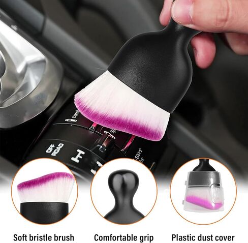 Car Interior Dust Brush, Auto Soft Bristle Detailing Cleaners, Curved Design Dirt Clean Brushes, Cleaners Tool for Vehicle Dashboard, Air Conditioner Vents, Leather, Computer (Purple) in Saudi Arabia