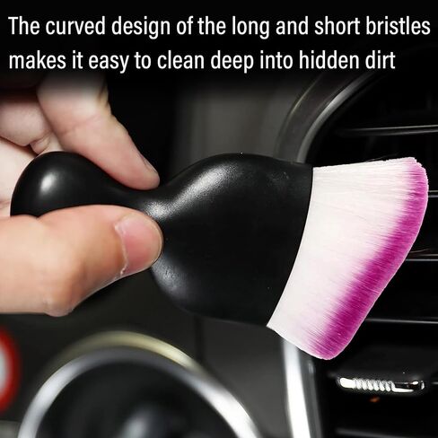 Car Interior Dust Brush, Auto Soft Bristle Detailing Cleaners, Curved Design Dirt Clean Brushes, Cleaners Tool for Vehicle Dashboard, Air Conditioner Vents, Leather, Computer (Purple) in Saudi Arabia