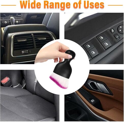 Car Interior Dust Brush, Auto Soft Bristle Detailing Cleaners, Curved Design Dirt Clean Brushes, Cleaners Tool for Vehicle Dashboard, Air Conditioner Vents, Leather, Computer (Purple) in Saudi Arabia