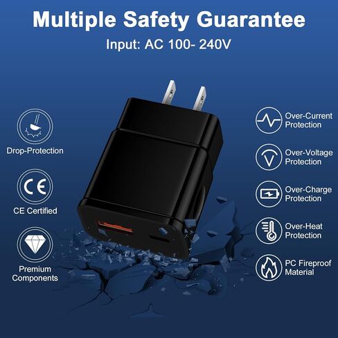 Motorola Charger Fast Android Charger for Motorola Edge Razr Edge 50 Ultra Pro X50, Moto G 2024 G Stylus 5G G Power G Play G Pure 2023 One 5G Ace, 25W 2 Port Type C Phone Charging Block 6FT USBC Cable in Saudi Arabia