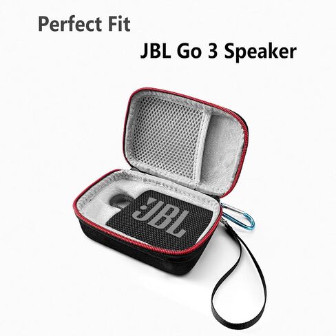 Geiomoo EVA Hard Carrying Case for JBL Go 3 Speaker, Portable Storage Cover with Carabiner and Strap (Black) in Saudi Arabia