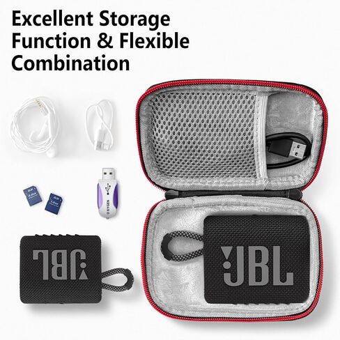 Geiomoo EVA Hard Carrying Case for JBL Go 3 Speaker, Portable Storage Cover with Carabiner and Strap (Black) in Saudi Arabia