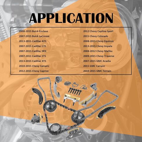مجموعة سلسلة توقيت المحرك Bicos 9-0753S مع ضرس شداد دليل السلسلة يناسب ATS CTS SRX STS XTS Chevy Camaro Equinox Malibu Traverse GMC Acadia Canyon Terrain 3.0L 3.6L in Saudi Arabia
