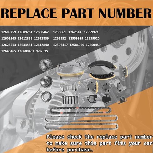 مجموعة سلسلة توقيت المحرك Bicos 9-0753S مع ضرس شداد دليل السلسلة يناسب ATS CTS SRX STS XTS Chevy Camaro Equinox Malibu Traverse GMC Acadia Canyon Terrain 3.0L 3.6L in Saudi Arabia