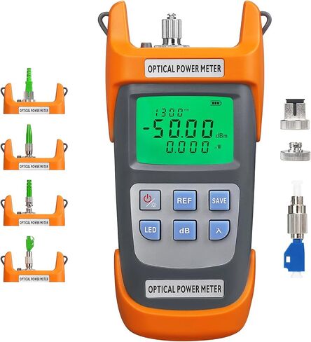 مقياس طاقة الألياف الضوئية 2 في 1 باللون البرتقالي A-G510A مع ضوء LED مدمج (-50) ديسيبل ميلي واط ~ (+26) ديسيبل ميلي واط OPM مع محول ذكر FC إلى LC أنثى اختبار الكابلات الضوئية مقياس الطاقة الضوئية واجهة SC/FC/ST in Saudi Arabia