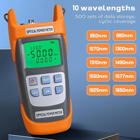 مقياس طاقة الألياف الضوئية 2 في 1 باللون البرتقالي A-G510A مع ضوء LED مدمج (-50) ديسيبل ميلي واط ~ (+26) ديسيبل ميلي واط OPM مع محول ذكر FC إلى LC أنثى اختبار الكابلات الضوئية مقياس الطاقة الضوئية واجهة SC/FC/ST in Saudi Arabia
