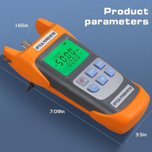 مقياس طاقة الألياف الضوئية 2 في 1 باللون البرتقالي A-G510A مع ضوء LED مدمج (-50) ديسيبل ميلي واط ~ (+26) ديسيبل ميلي واط OPM مع محول ذكر FC إلى LC أنثى اختبار الكابلات الضوئية مقياس الطاقة الضوئية واجهة SC/FC/ST in Saudi Arabia