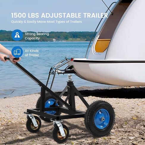 Adjustable Trailer Dolly, 1500lbs Load Capacity, Carbon Steel Trailer Mover with25.59''-34.65'' Adjustable Height, 15" Pneumatic Tires for Moving Boat Trailers/Utility/Cargo/RV Trailers in Saudi Arabia