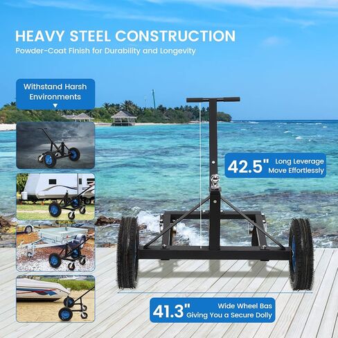 Adjustable Trailer Dolly, 1500lbs Load Capacity, Carbon Steel Trailer Mover with25.59''-34.65'' Adjustable Height, 15" Pneumatic Tires for Moving Boat Trailers/Utility/Cargo/RV Trailers in Saudi Arabia
