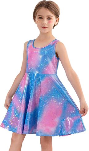 KISSOURBABY Girl's Summer Dresses Sleeveless Swing Midi Casual Sundress in Kuwait