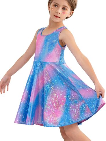 KISSOURBABY Girl's Summer Dresses Sleeveless Swing Midi Casual Sundress in Kuwait