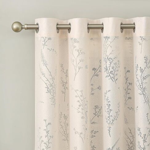 White Boho Sheer Curtain 63 Inch Length for Living Room Home Decoration Grommet Floral Elegant Window Treatments with Light Filtering for Bedroom Bathroom Western Curtains, W55 X L63, Ivory in Saudi Arabia
