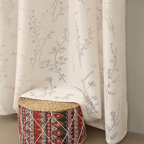 White Boho Sheer Curtain 63 Inch Length for Living Room Home Decoration Grommet Floral Elegant Window Treatments with Light Filtering for Bedroom Bathroom Western Curtains, W55 X L63, Ivory in Saudi Arabia