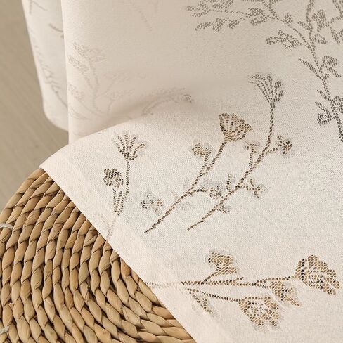 White Boho Sheer Curtain 63 Inch Length for Living Room Home Decoration Grommet Floral Elegant Window Treatments with Light Filtering for Bedroom Bathroom Western Curtains, W55 X L63, Ivory in Saudi Arabia