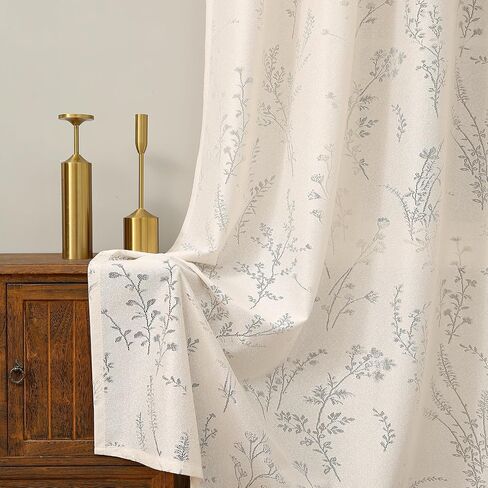 White Boho Sheer Curtain 63 Inch Length for Living Room Home Decoration Grommet Floral Elegant Window Treatments with Light Filtering for Bedroom Bathroom Western Curtains, W55 X L63, Ivory in Saudi Arabia