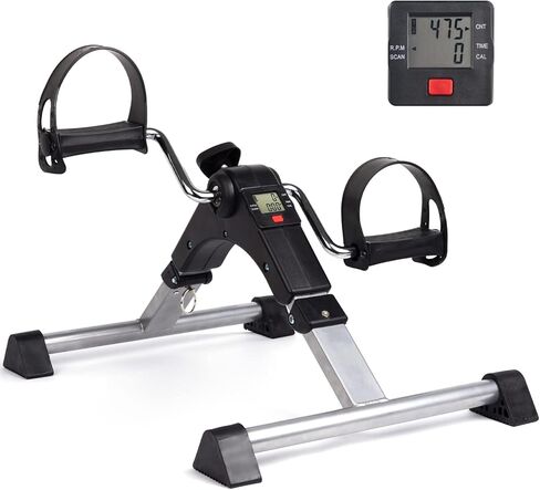 Under Desk Bike Pedal Exerciser for Seniors - Foldable Mini Exercise Bike Foot Pedal Exerciser with LCD Display, Peddler Exerciser for Legs and Arms Sitting Workout in Saudi Arabia