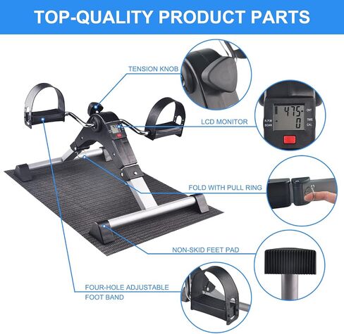 Under Desk Bike Pedal Exerciser for Seniors - Foldable Mini Exercise Bike Foot Pedal Exerciser with LCD Display, Peddler Exerciser for Legs and Arms Sitting Workout in Saudi Arabia