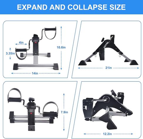 Under Desk Bike Pedal Exerciser for Seniors - Foldable Mini Exercise Bike Foot Pedal Exerciser with LCD Display, Peddler Exerciser for Legs and Arms Sitting Workout in Saudi Arabia