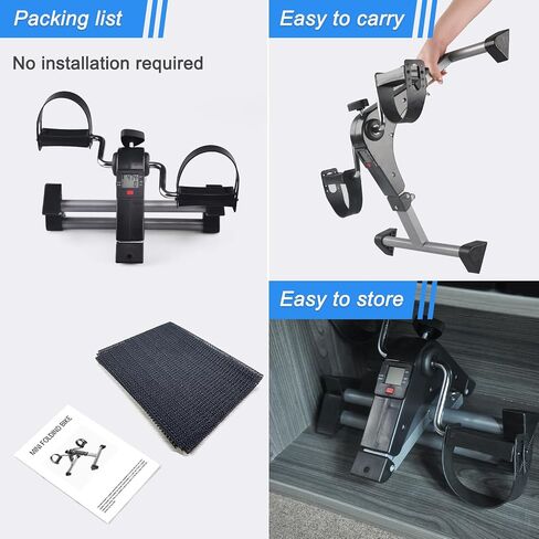 Under Desk Bike Pedal Exerciser for Seniors - Foldable Mini Exercise Bike Foot Pedal Exerciser with LCD Display, Peddler Exerciser for Legs and Arms Sitting Workout in Saudi Arabia