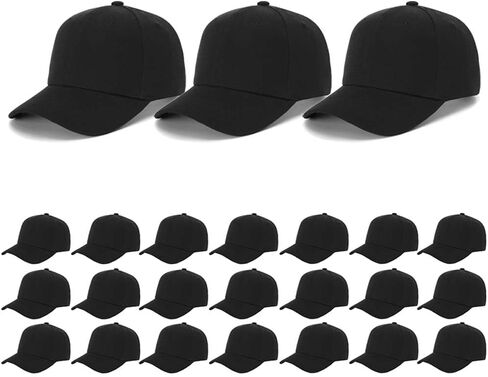 ZH Wholesale Bulk Baseball Caps,24 PC Blank Baseball Caps, Adjustable Back Strap Plain Baseball Cap for Men Women in Kuwait
