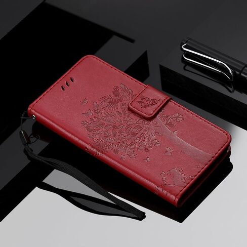 NOMO for iPhone 11 Case with Screen Protector,for iPhone 11 Wallet Case,Flip Case PU Leather Emboss Tree Cat Flowers Folio Magnetic Kickstand Cover Card Slots for iPhone 11 Black in Saudi Arabia