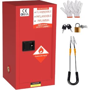 Fire Proof Cabinet 40 Gallon, Yellow Chemical Cabinet 23 x 18 x 65 in with Lock, Vent Ports, Leak Containment and Grounding Access in Saudi Arabia