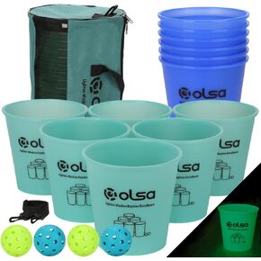 ألعاب Olsa Giant Yard Pong الخارجية، ألعاب الرمي الكلاسيكية للتخييم على الشاطئ وحفلات الفناء الخلفي، لعبة داخلية وخارجية للبالغين (أزرق يتوهج في الظلام) in Kuwait