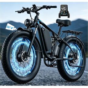 Qianchice 9000W Peak Dual Motor Electric Bike for Adults-Women-Men-Teenagers, 52V36AH 26''Fat Tire Long Range Ebike, Up to 45MPH Fast Electric Bicycle for Off-Road Commuter Mountain E-Bike in Kuwait
