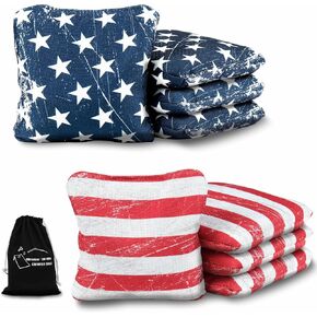 Professional Cornhole Bags Set of 8 - Dual Sided Stick & Slide (Suede/Woven) - Premium Resin Filled Regulation Weight & Size (6x6, 16oz) - Double Stitched Reinforced Seams with Carry Tote in Saudi Arabia