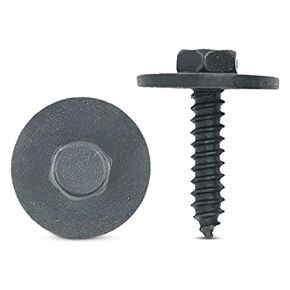 50 Pcs Black Hex Head Trim Screws 4.2-1.41 x 20mm with 17mm O.D. Loose Washer, 7mm Indented Head, Automotive Fasteners for Bumper, Panel, and Fender Retainers, Compatible with GM in Saudi Arabia